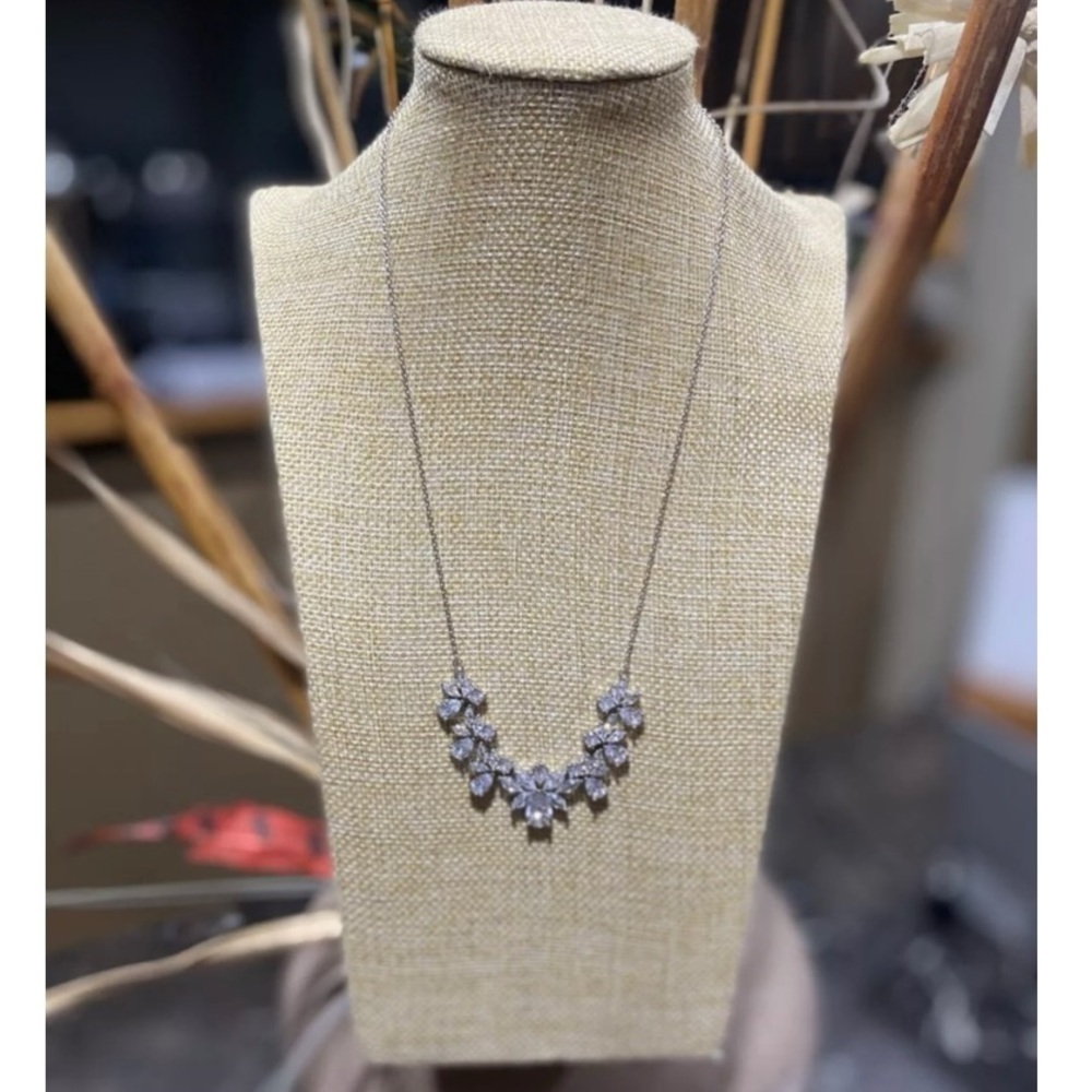 David’s Bridal Silver Plated Cubic Zirconia Crystal Marquis Necklace Jewelry